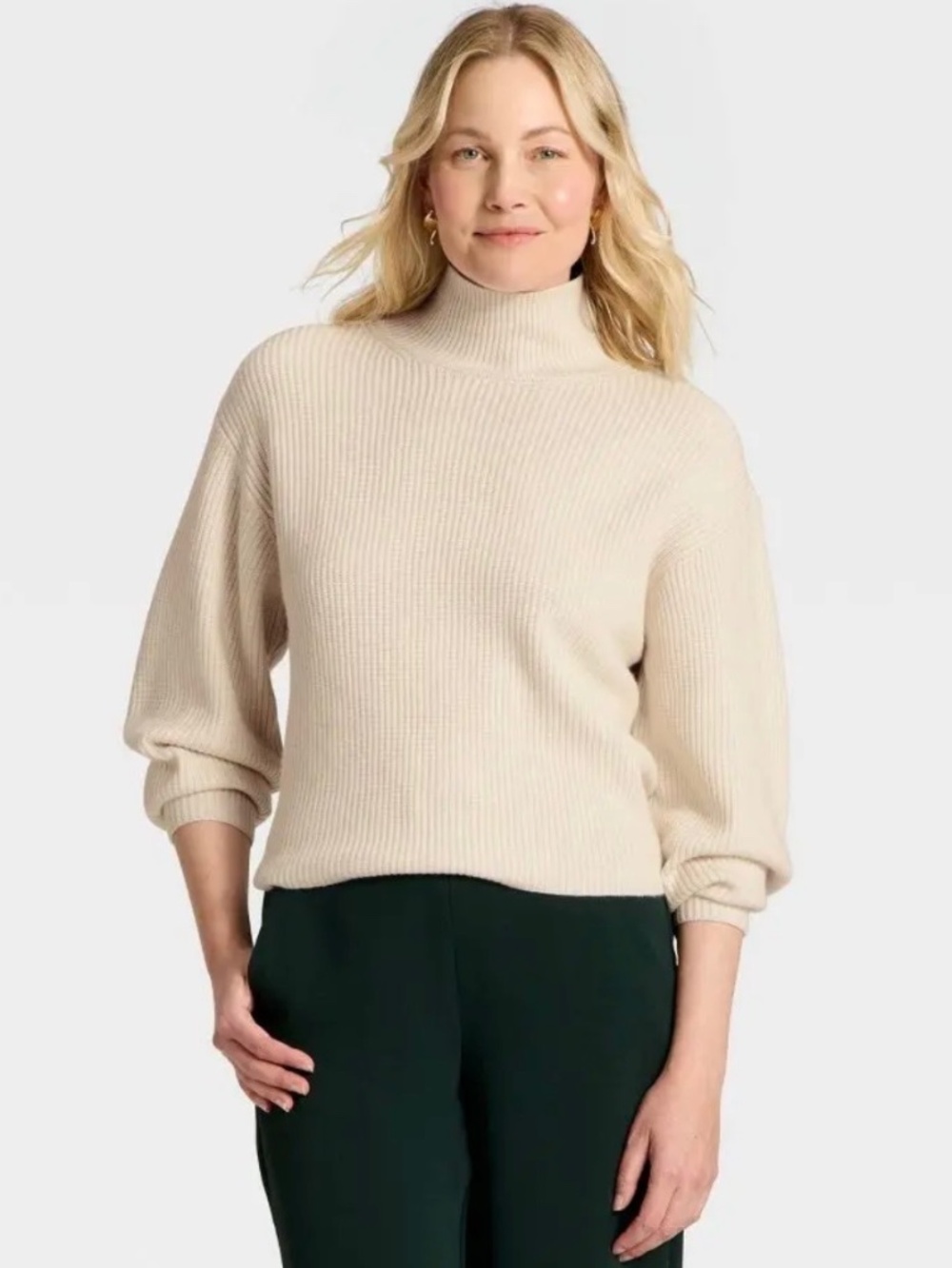 A New Day Cream Turtleneck Ribbed Sweater - Women's Cozy Pullover. Sz XXL.
